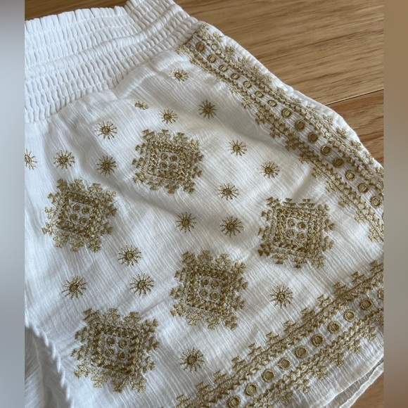 J. Crew White and Gold Embroidered Tassel Shorts - Picture 3 of 5